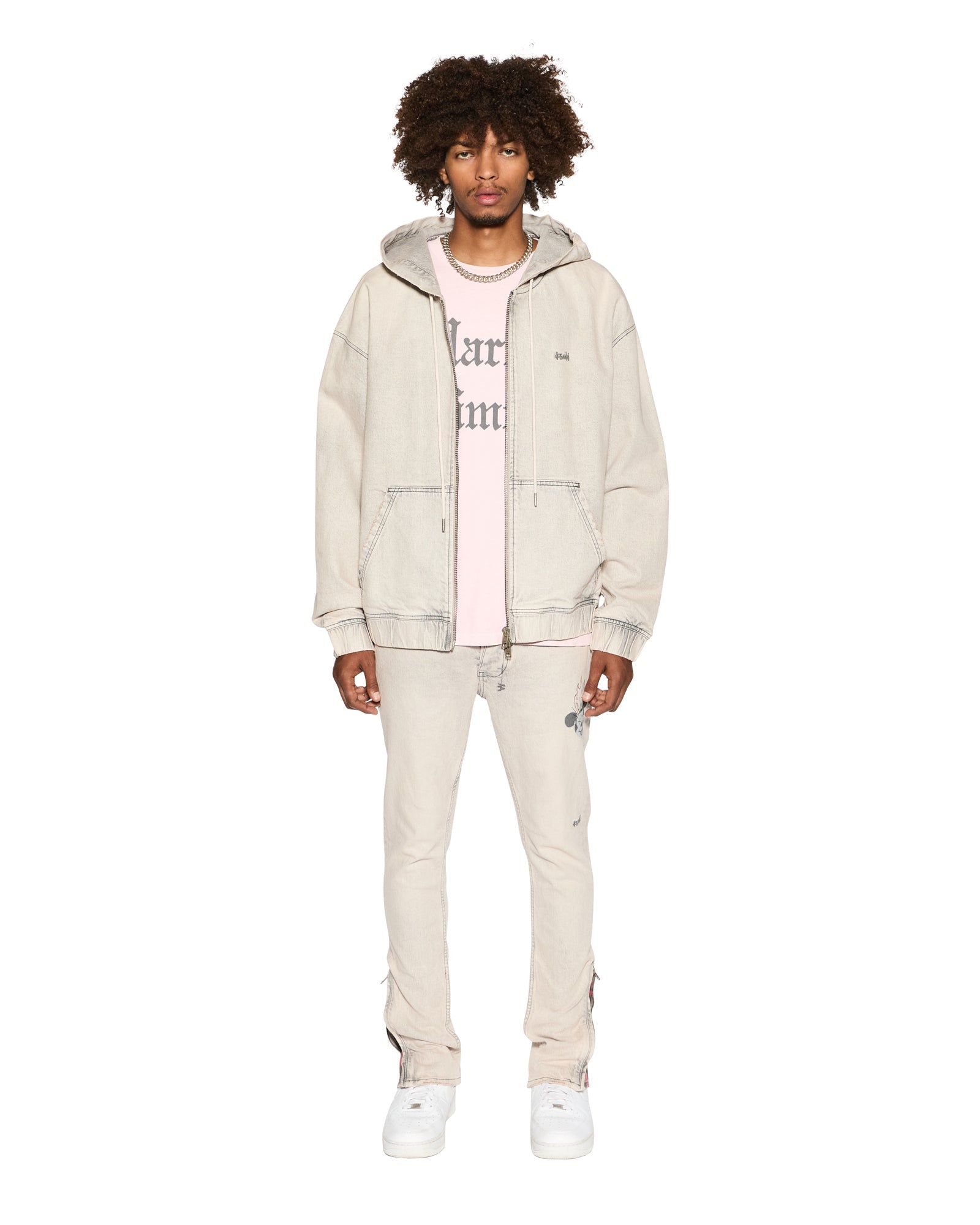 ZIPPED DENIM HOODIE PLUTO