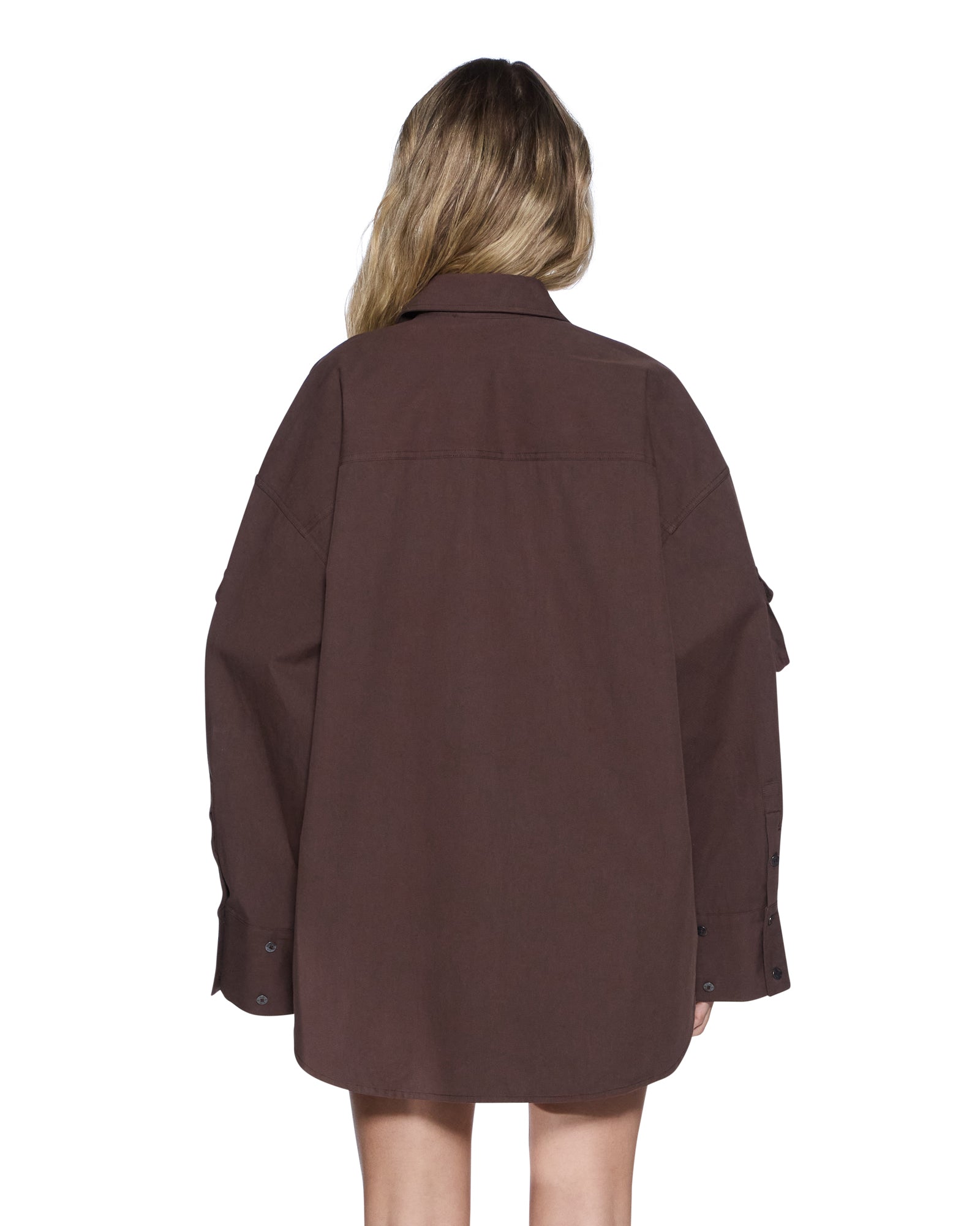 WOMENS  ASTRA LS CARGO SHIRT CHOCOLATE OVERSIZED SHIRTS