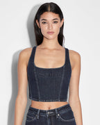 Womens Bustier Top Obscura Fitted Fashion Tops - Denim