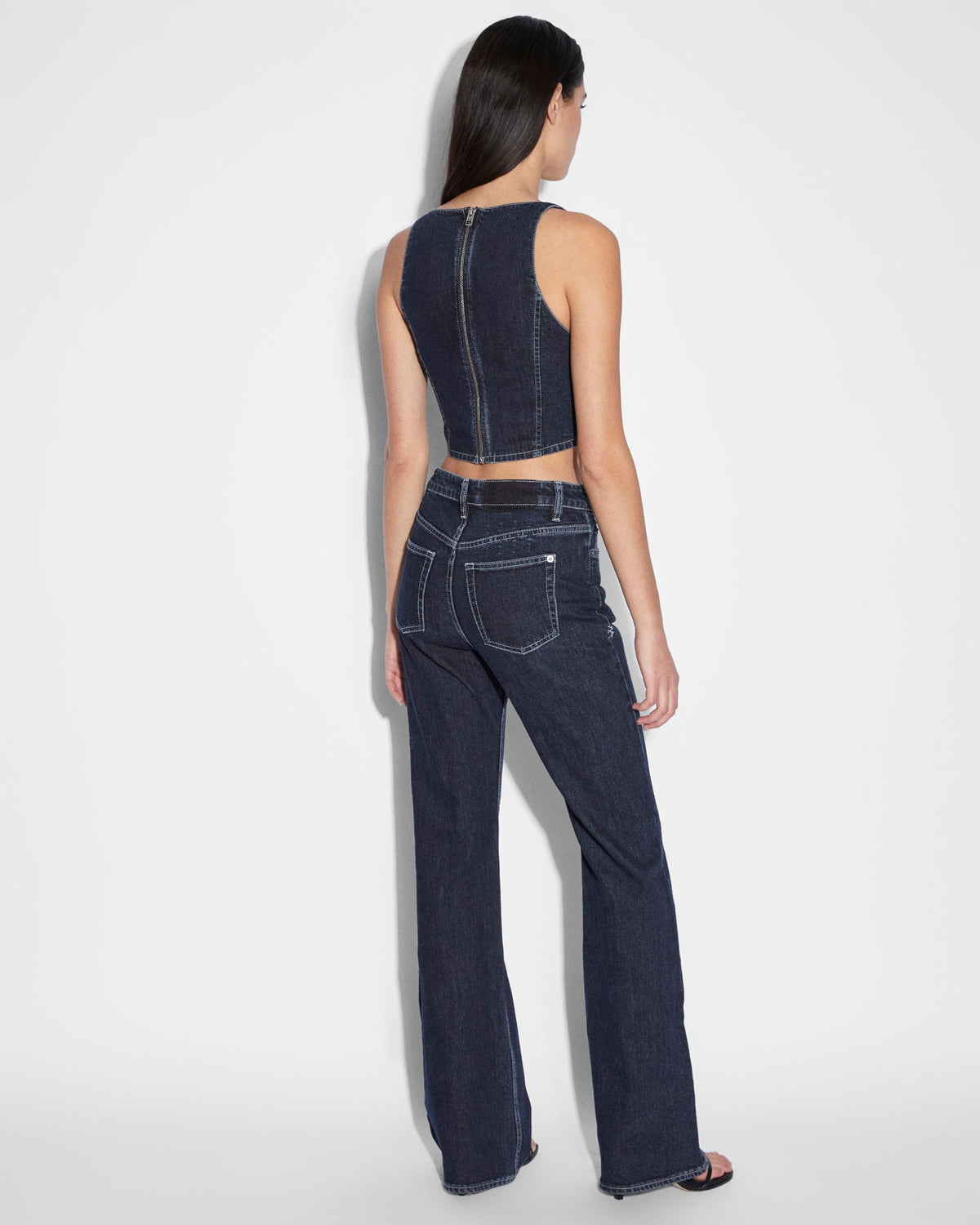 Womens Bustier Top Obscura Fitted Fashion Tops - Denim