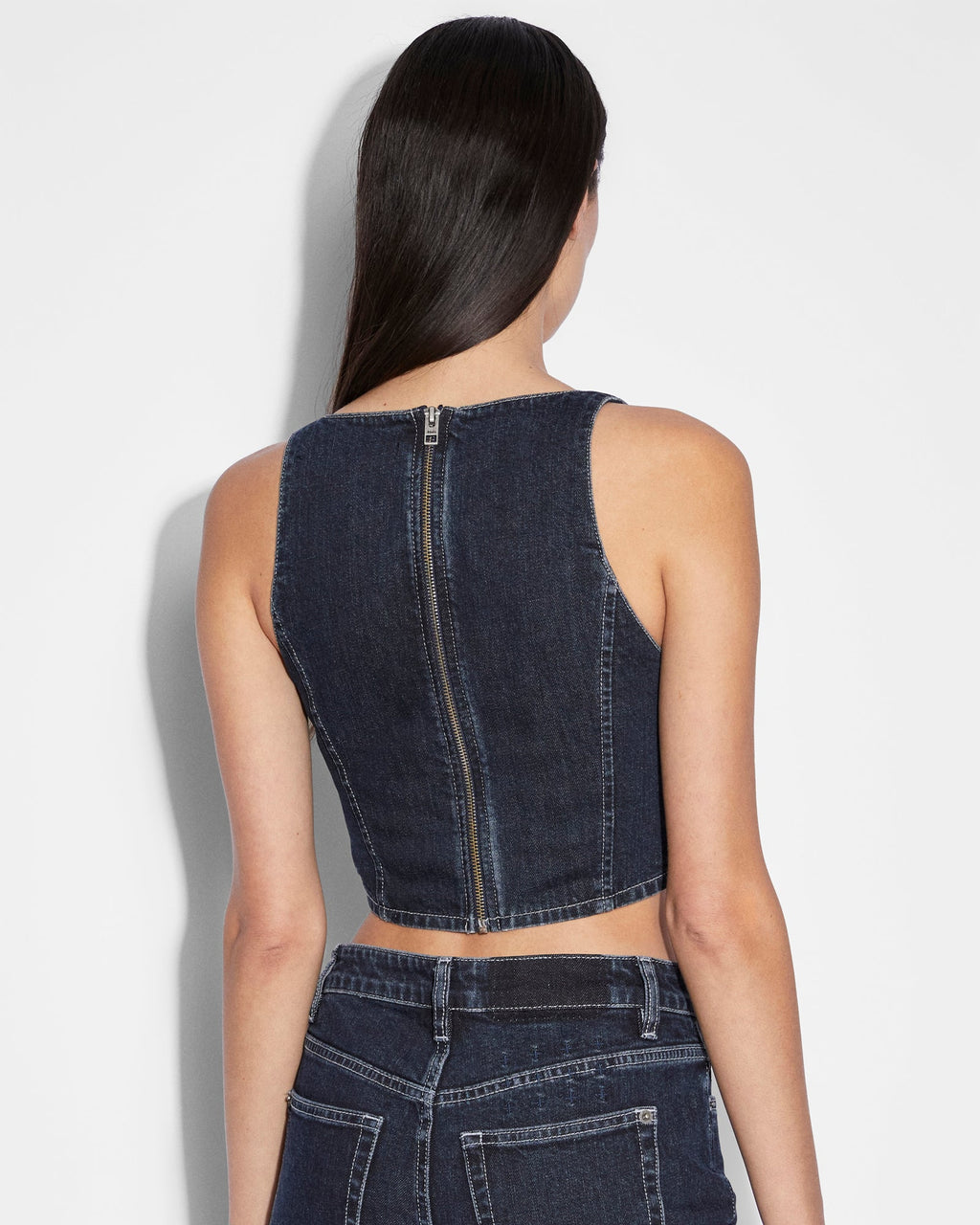 Womens Bustier Top Obscura Fitted Fashion Tops - Denim