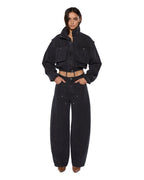 WOMENS BARREL JEAN CARPENTER BLACK DENIM JEANS