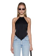 Womens Scarf Top Black Slim Fashion Tops - Black