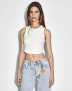 Womens Syndicate Tank White Fitted Fashion Tops - White