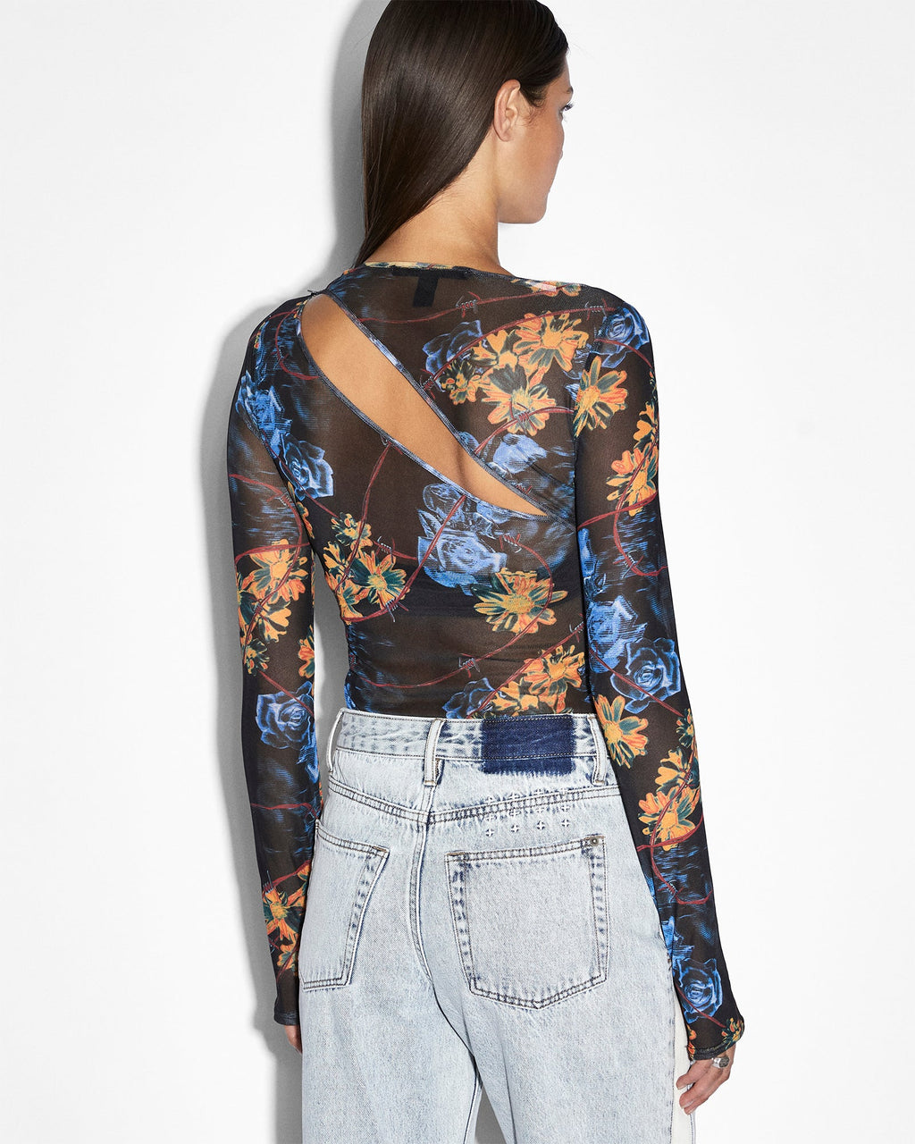 Womens Transfer Ls Top Cyberflora Fitted Fashion Tops - Multi Colour