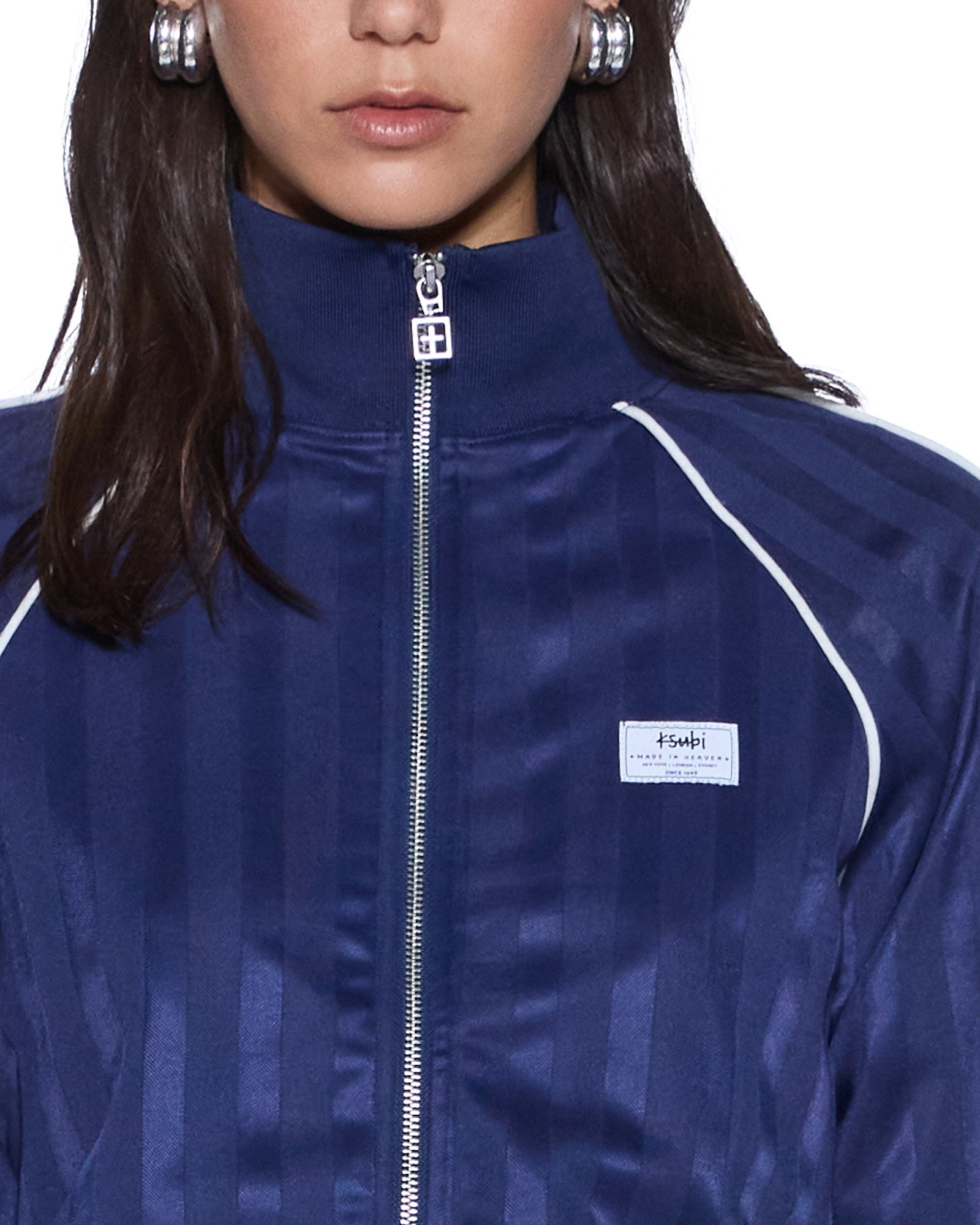 WOMENS  CROPPED TRAKTOP NAVY REGULAR FLEECE