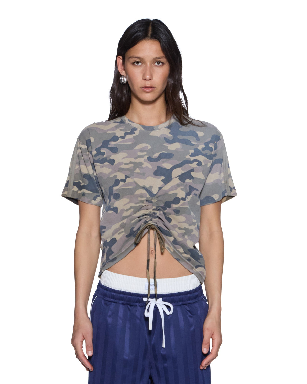 WOMENS RUCHED EVERYDAY SS TEE CAMO TEES
