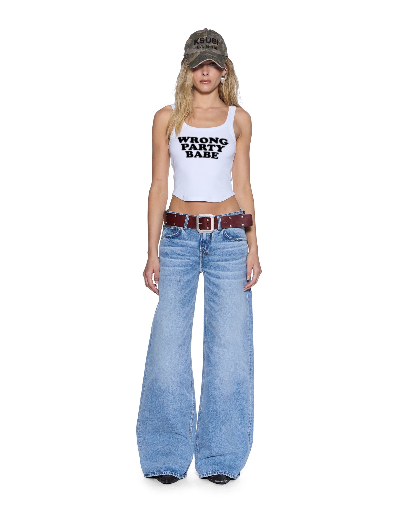 WOMENS SLOGAN CHLOE TANK WHITE SLIM FASHION TOPS