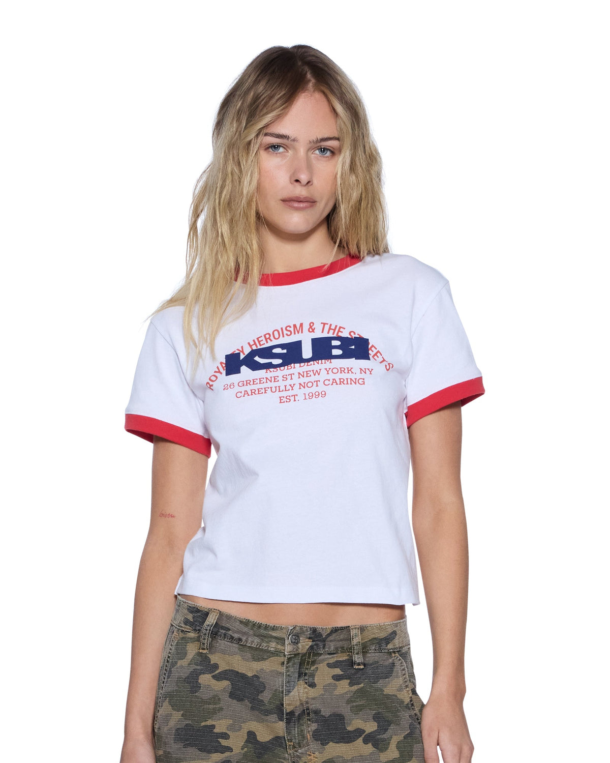 WOMENS VARSITY SHRUNKEN SS TEE WHITE TEES
