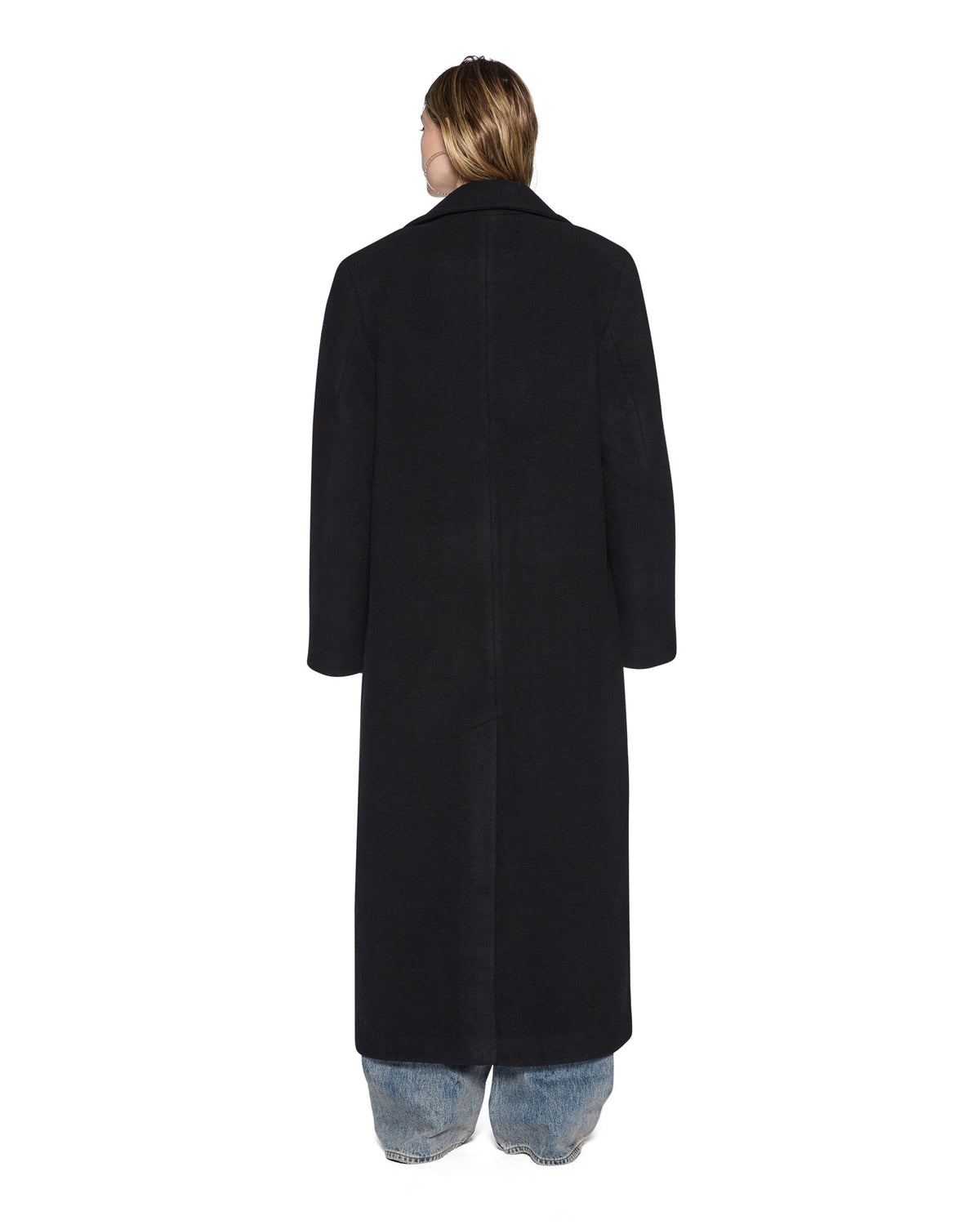Womens Hudson Oversized Wool Coat Black Relaxed Jackets - Black