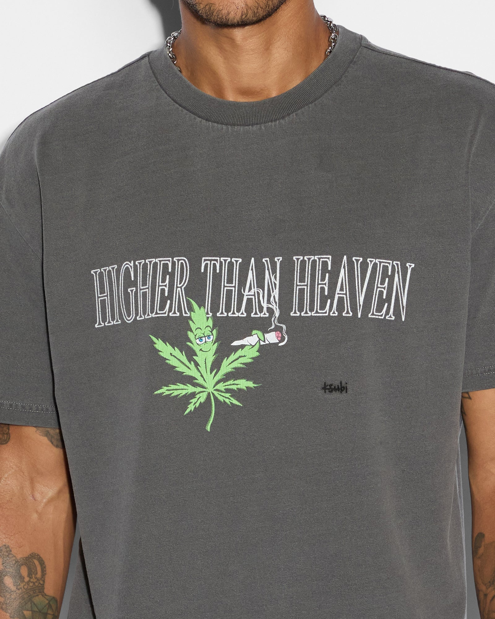 420 LEAF BIGGIE SS TEE CHARCOAL