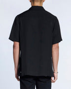 Mens Lion Resort Ss Shirt Paneled Regular Shirts - Black