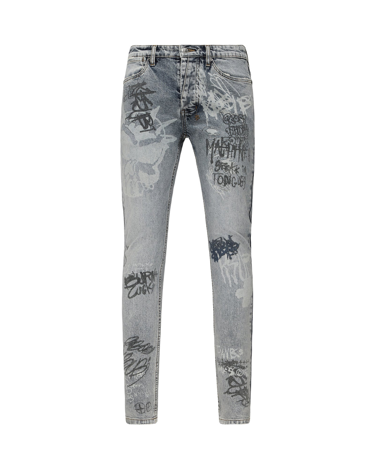 MENS VAN WINKLE ROGUE BLUE GRAFFITI DENIM JEANS