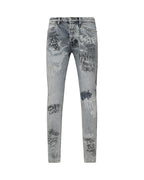 MENS VAN WINKLE ROGUE BLUE GRAFFITI DENIM JEANS