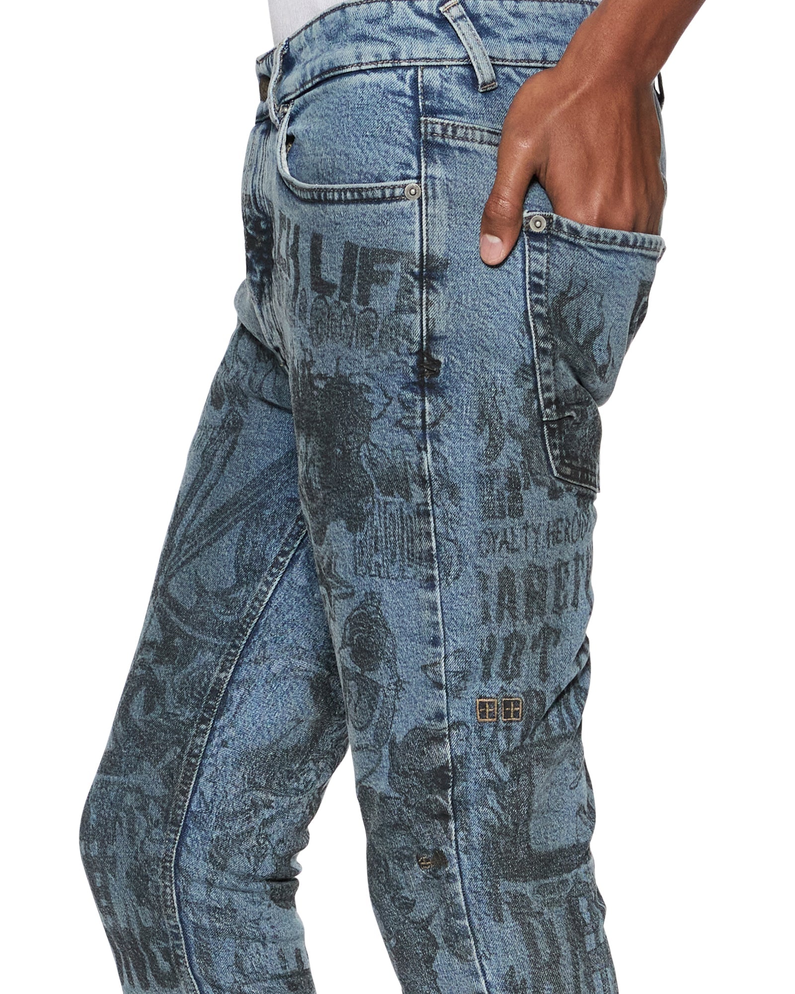 MENS  VAN WINKLE CHAMPAGNE SKETCH SKINNY DENIM JEANS