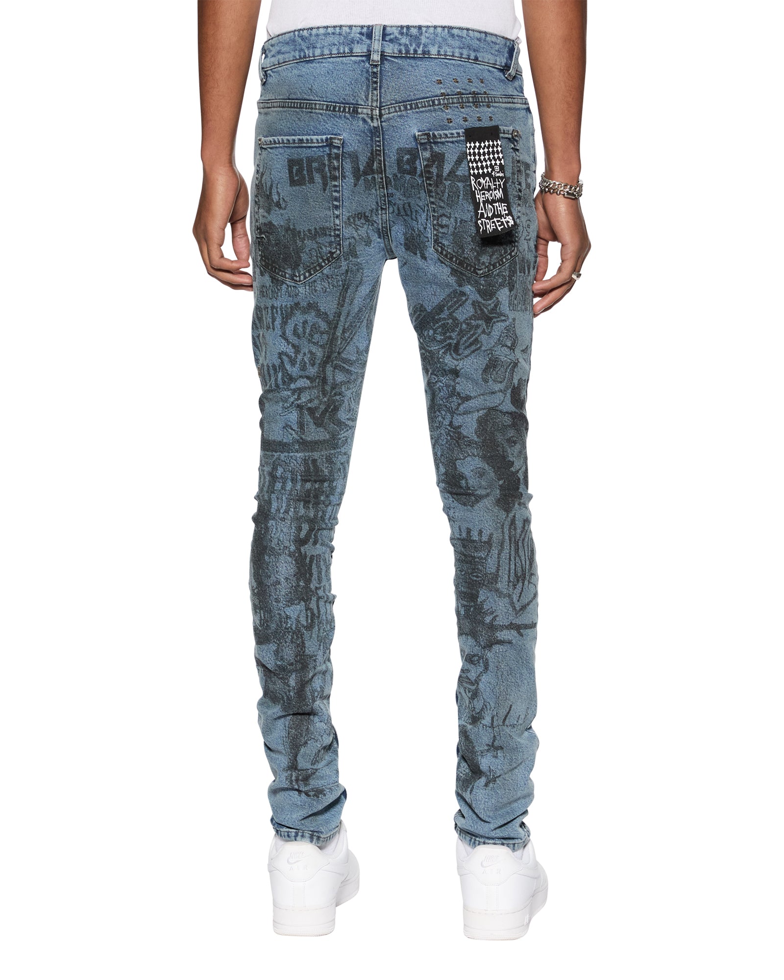 MENS  VAN WINKLE CHAMPAGNE SKETCH SKINNY DENIM JEANS