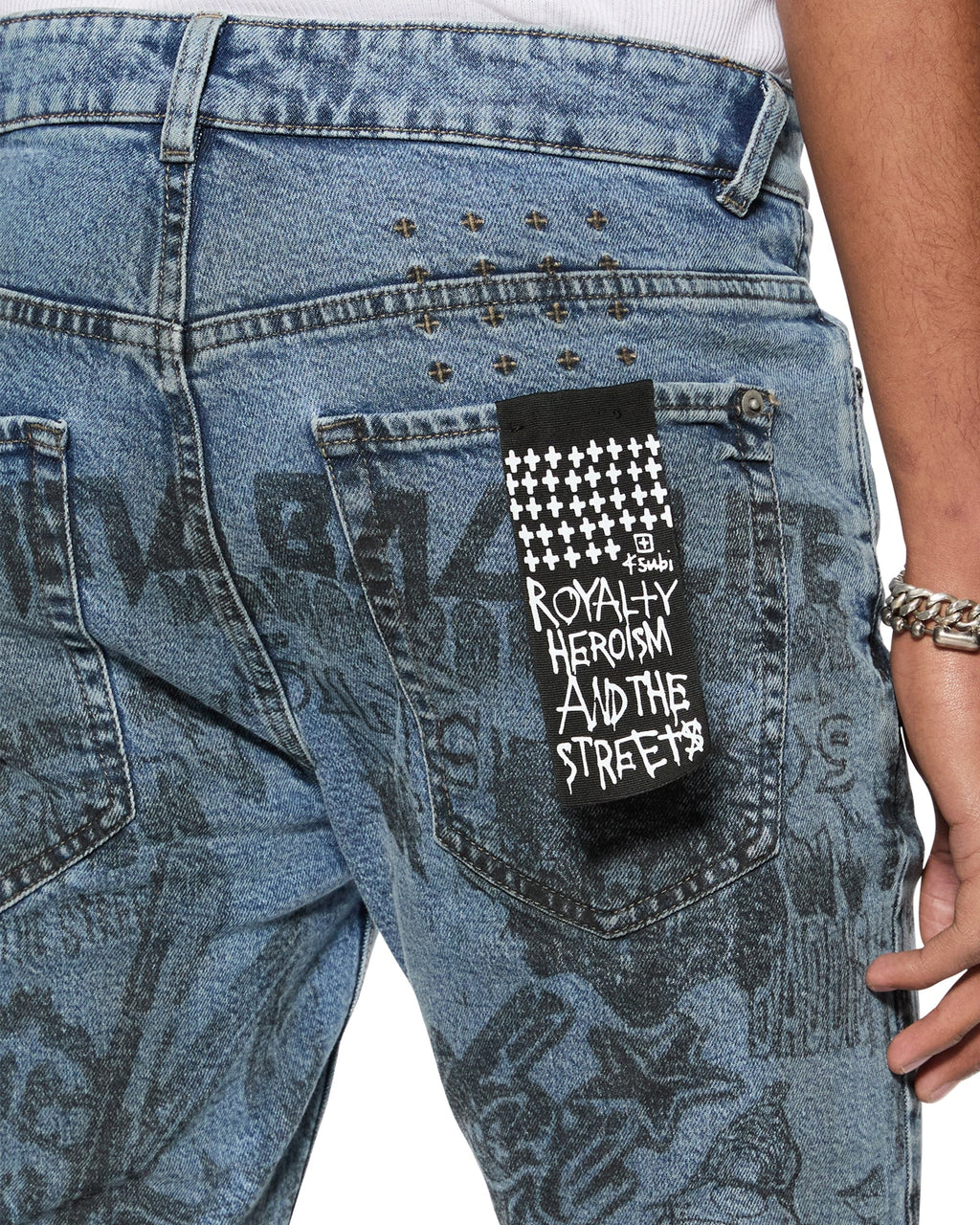 MENS VAN WINKLE CHAMPAGNE SKETCH DENIM JEANS