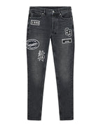 MENS VAN WINKLE ROADHOUSE BLACK PATCHED DENIM JEANS