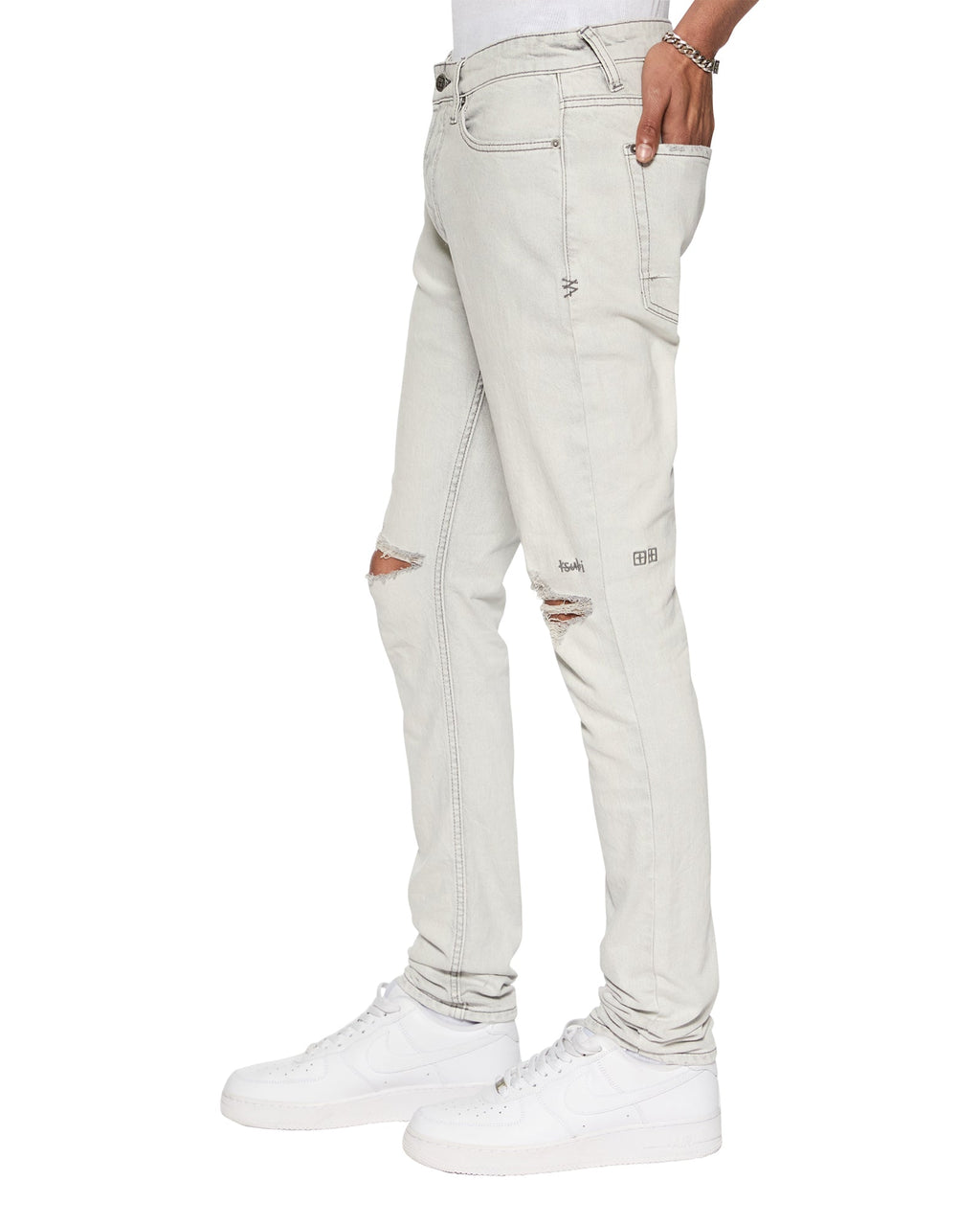 Mens Van Winkle White Snow Skinny Denim Jeans - White