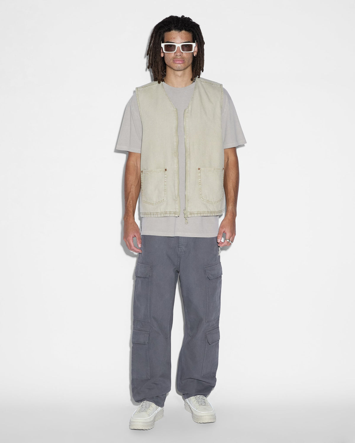 Mens Battler Vest Khaki Relaxed Vests - Khaki
