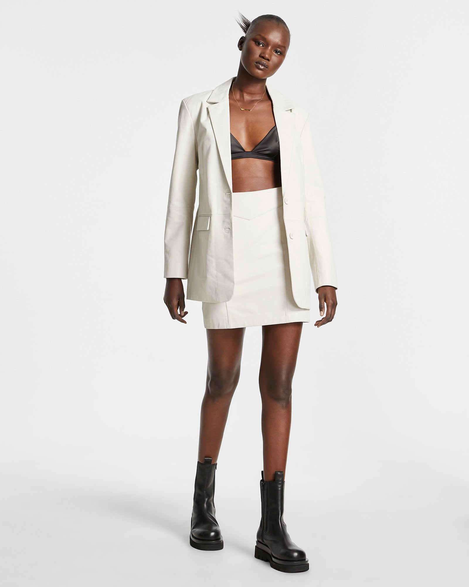 Shop the Vivian Leather Blazer Off White Ksubi ++