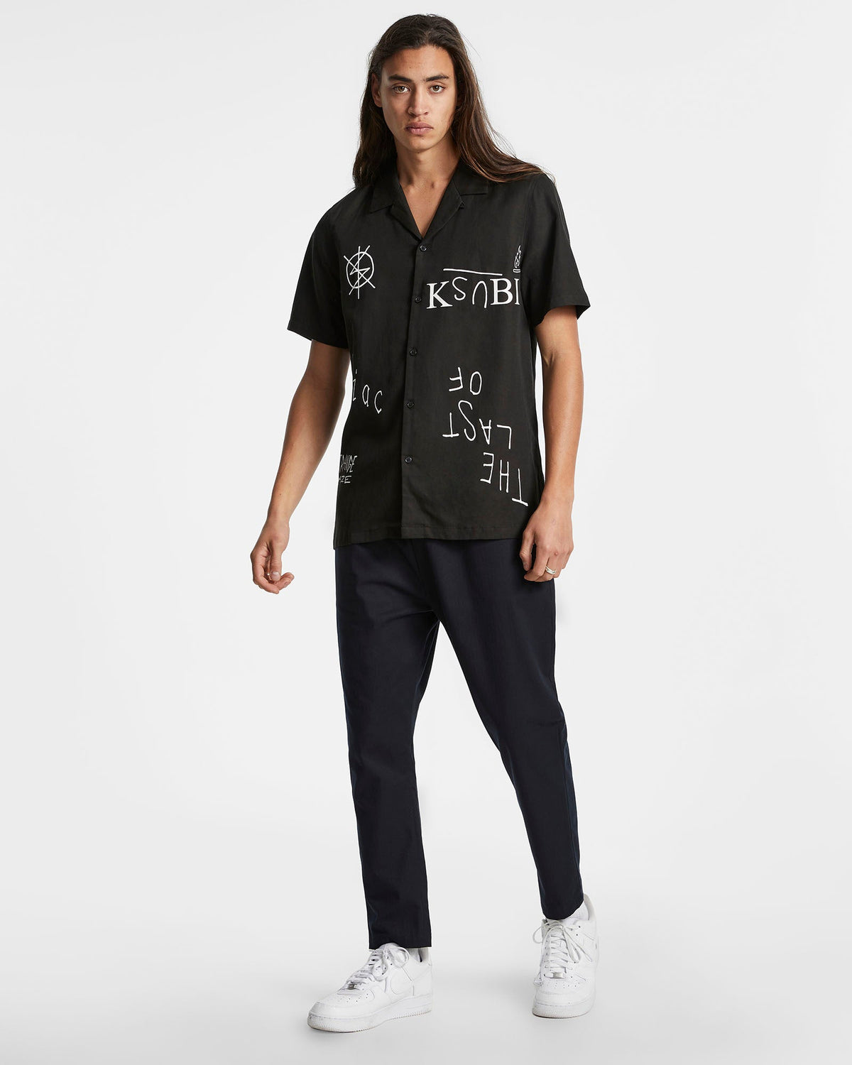 MENS LAST MANIAC RESORT SS SHIRT BLACK SHIRTS
