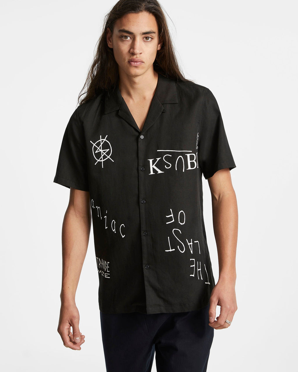 MENS LAST MANIAC RESORT SS SHIRT BLACK SHIRTS