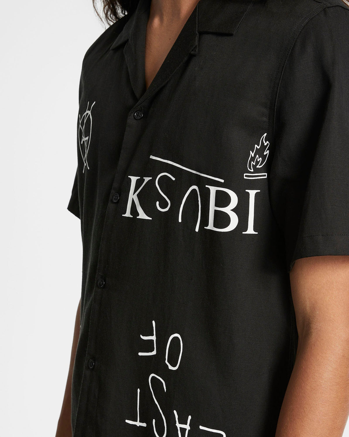 MENS LAST MANIAC RESORT SS SHIRT BLACK SHIRTS