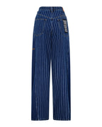 Womens Ksuper Mayfair Blue Spliced Baggy Denim Jeans - Denim