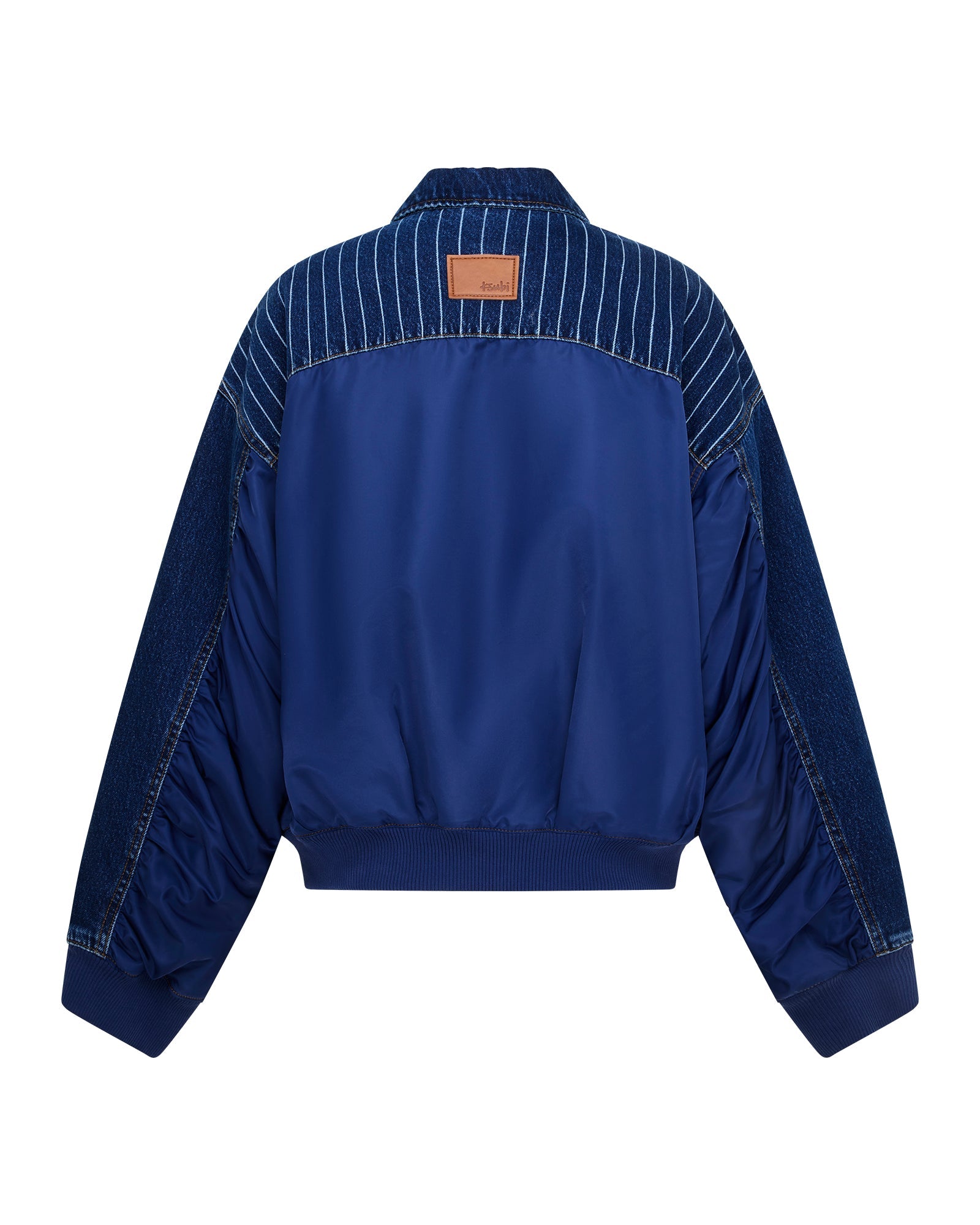 WOMENS  DISTRICT BOMBER MAYFAIR BLUE SPLICED OVERSIZED JACKETS