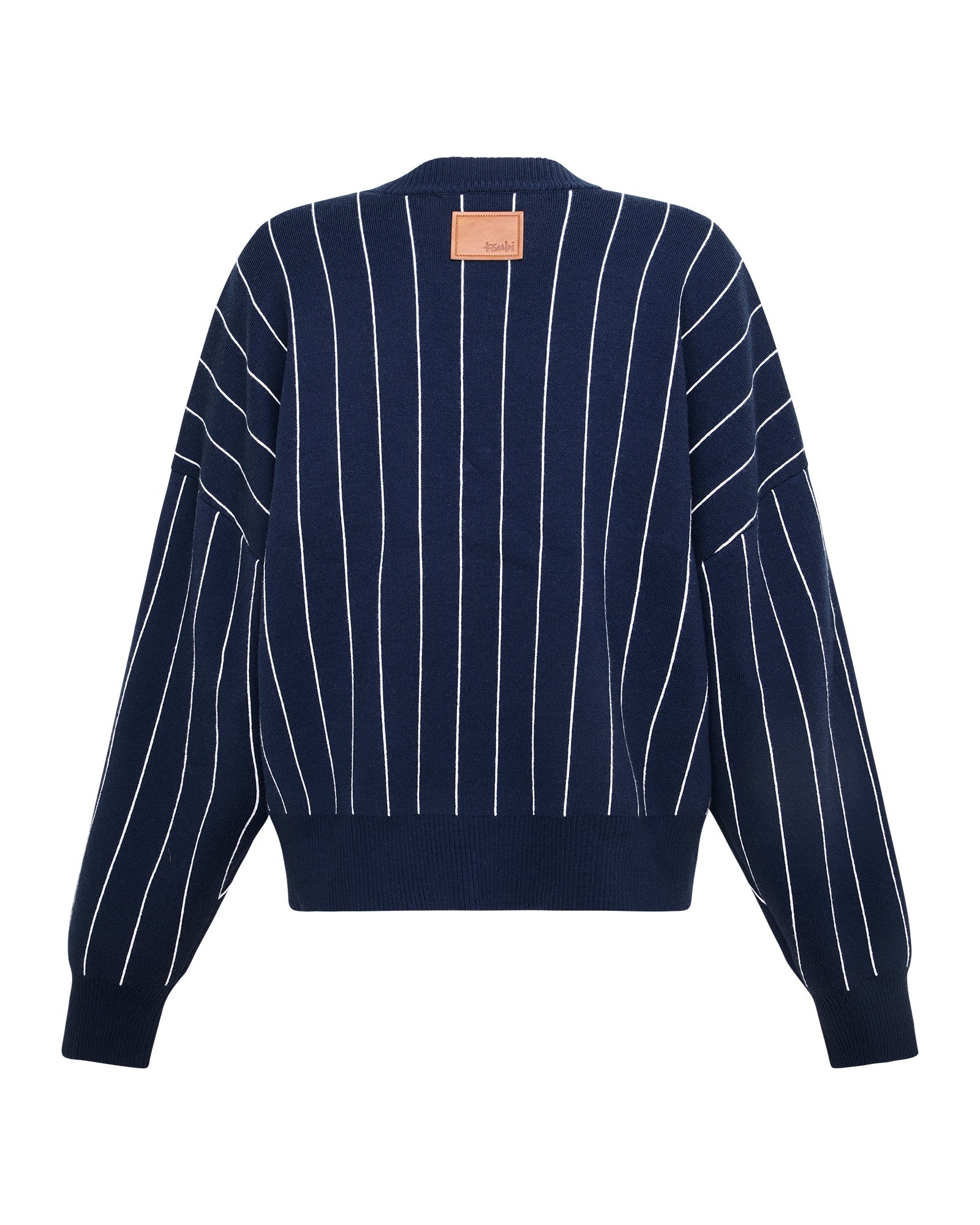 WOMENS  DEAN CARDIGAN NAVY PINSTRIPE REGULAR KNITWEAR