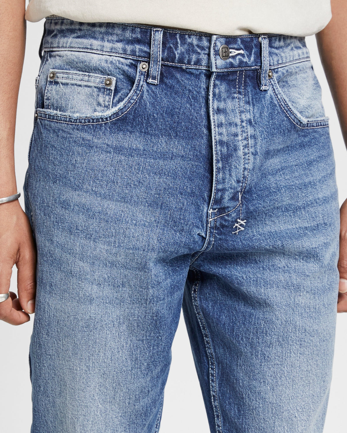 Mens Wolfgang Mid Town Tapered Denim Jeans - Denim