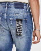 Mens Wolfgang Mid Town Tapered Denim Jeans - Denim