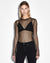 WOMENS  NET MESH LS TOP BLACK FITTED FASHION TOPS
