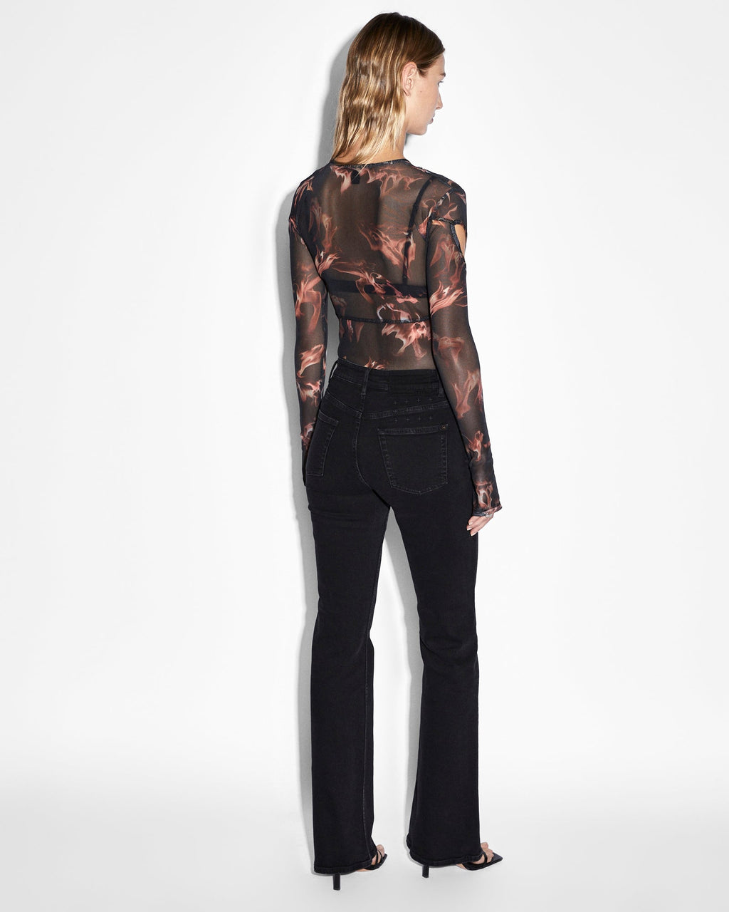 WOMENS VOID MESH LS TOP CONSUMED FASHION TOPS