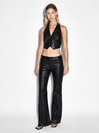 WOMENS BRAZEN LEATHER WAISTCOAT BLACK FASHION TOPS