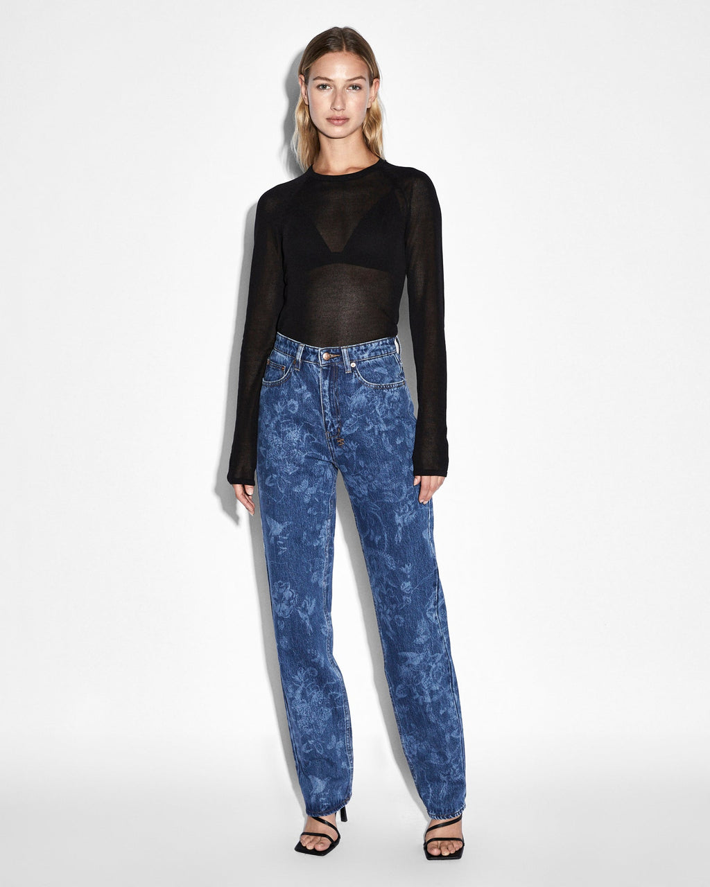 Womens Playback Imprint Straight Denim Jeans - Denim