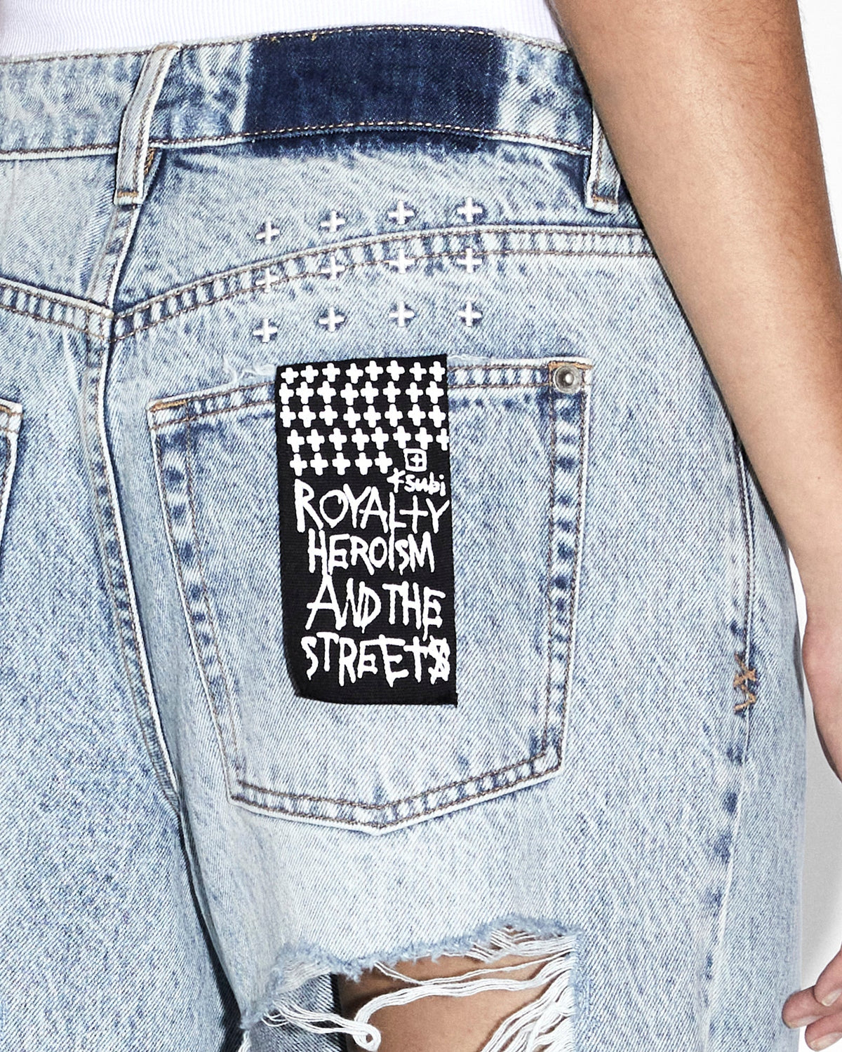 WOMENS LOW RIDER KARMA TRASHED DENIM JEANS