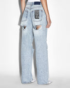 WOMENS LOW RIDER KARMA TRASHED DENIM JEANS