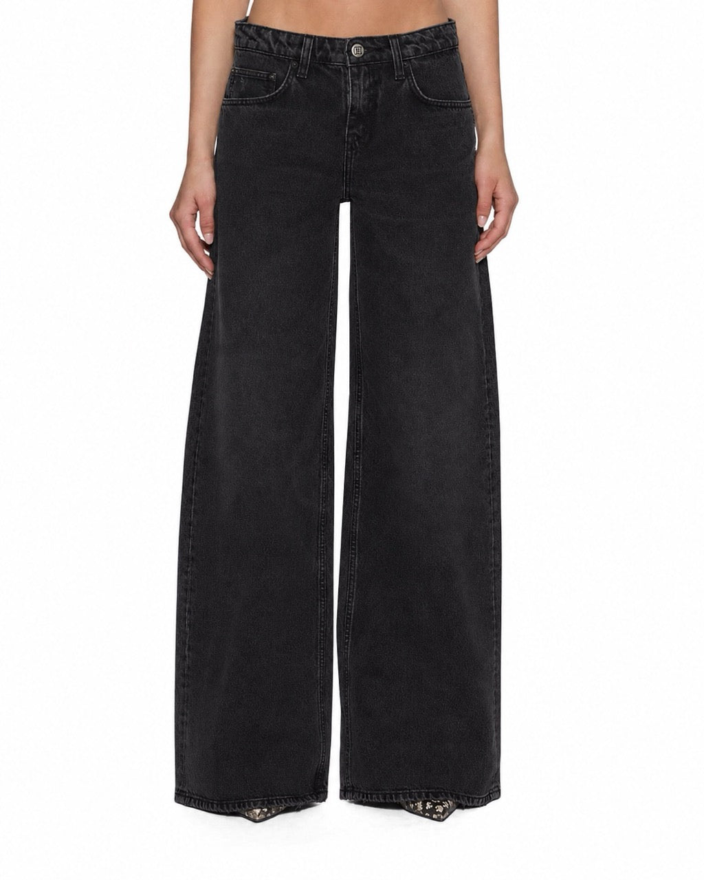 Womens Dropout Jean Noir Relaxed Straight Denim Jeans - Black