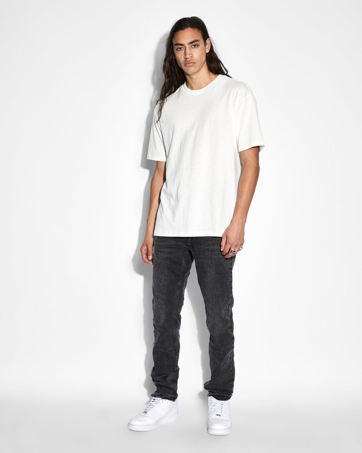 Mens Hazlow Orange Straight Denim Jeans - Black