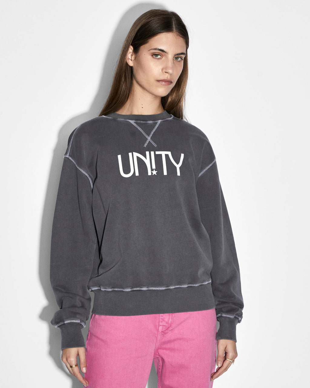 WOMENS UNITY STAR OH G CREW CHARCOAL FLEECE