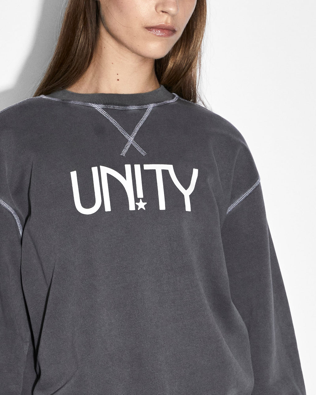 WOMENS UNITY STAR OH G CREW CHARCOAL FLEECE