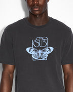 Mens Butterfly Kash Ss Tee Faded Black Regular Tees - Black