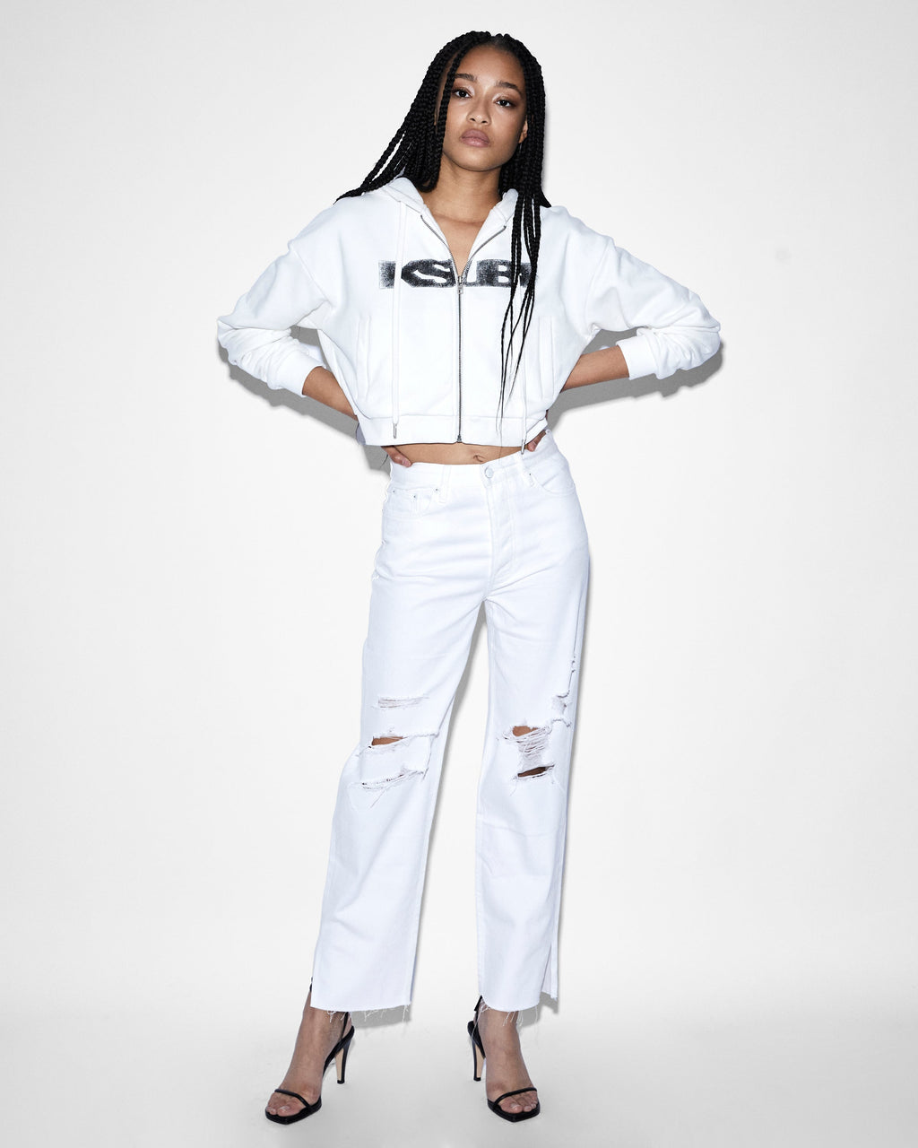 WOMENS BROOKLYN JEAN BLANC SLICED DENIM JEANS