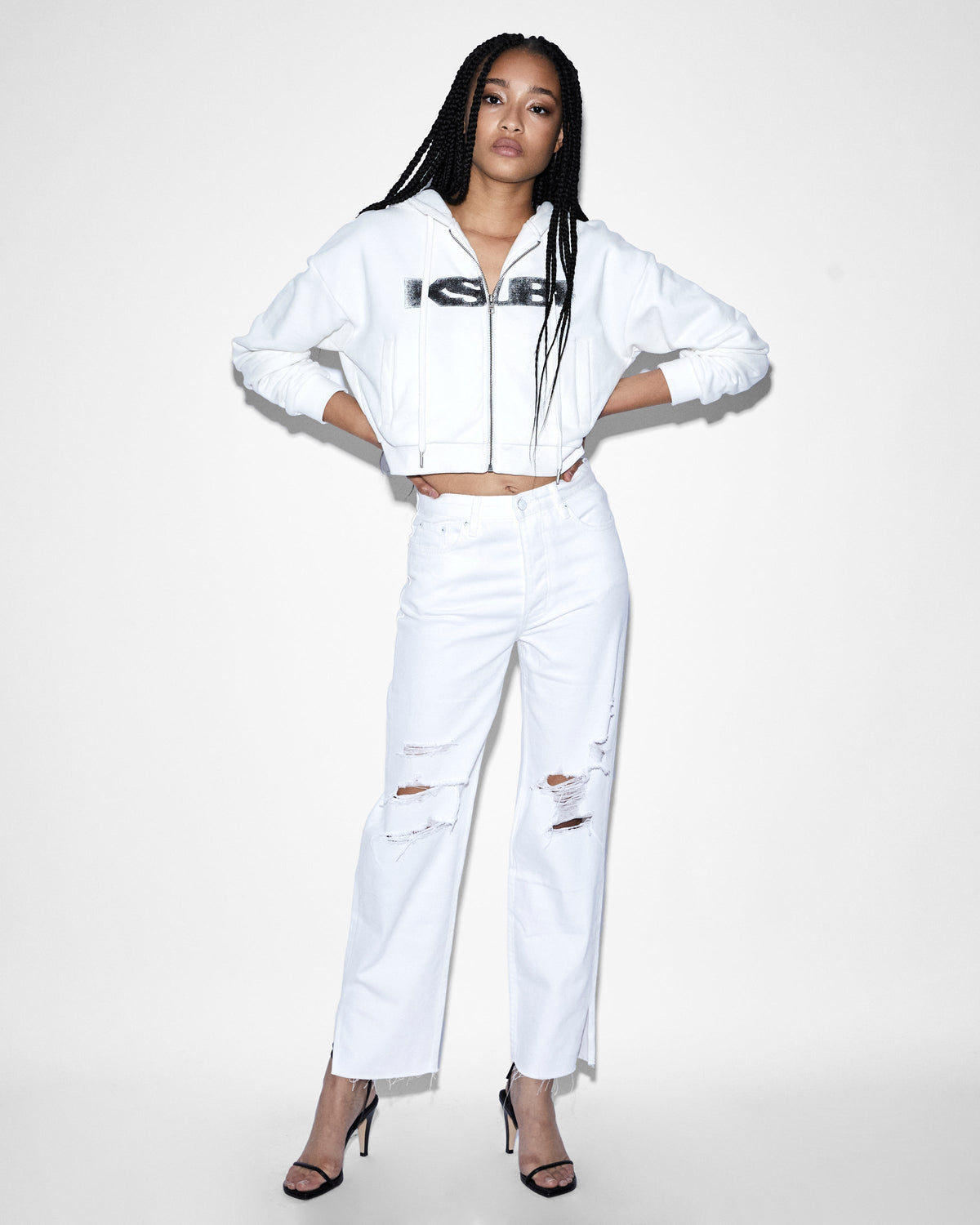 WOMENS BROOKLYN JEAN BLANC SLICED DENIM JEANS