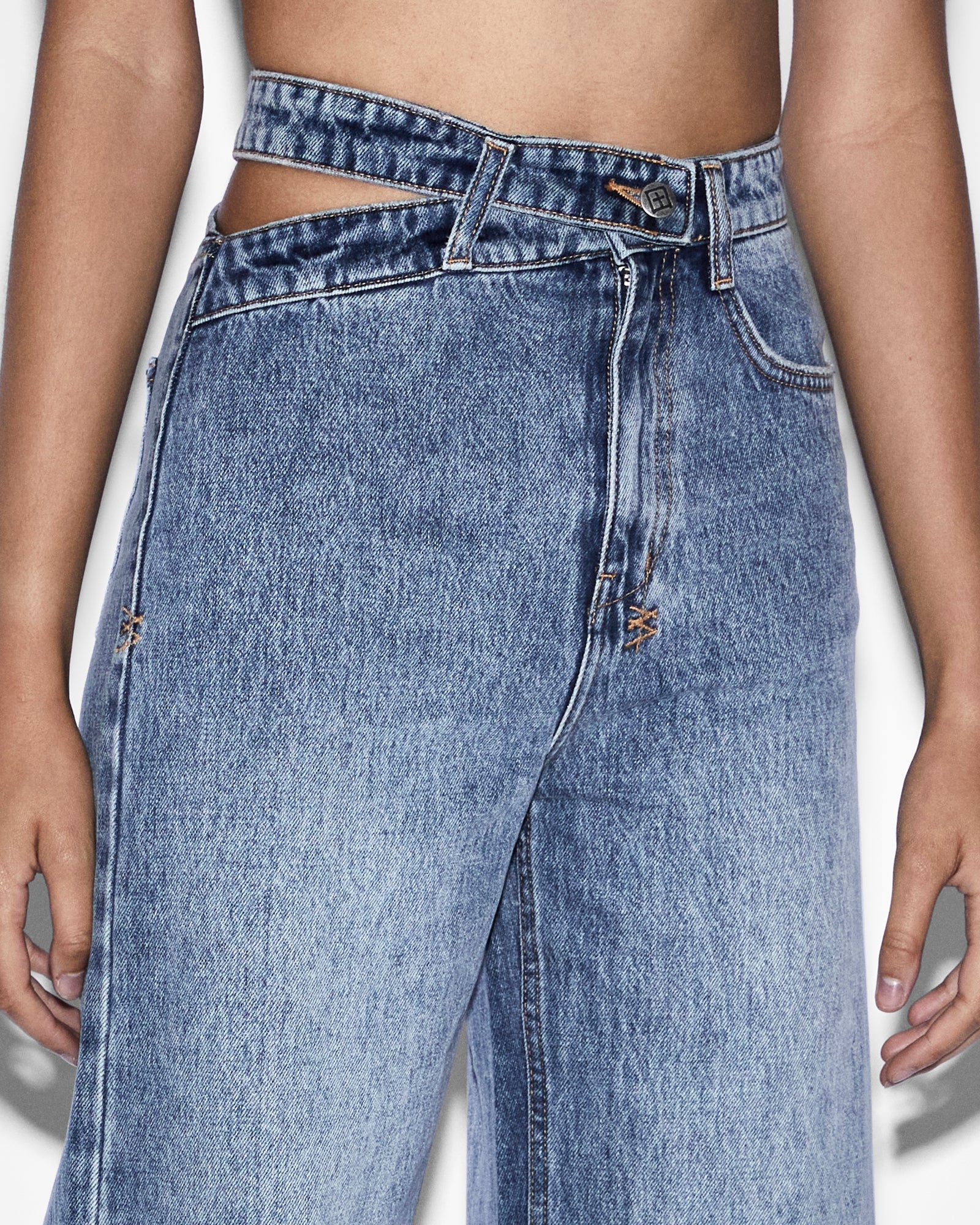 WOMENS  STRIDER DETTACHED JEAN HAVEN WIDE DENIM JEANS