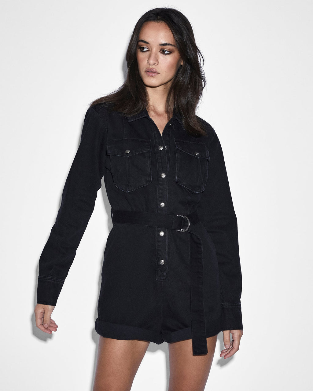 Womens Hazard Short Boilersuit Relaxed Playsuits - Black