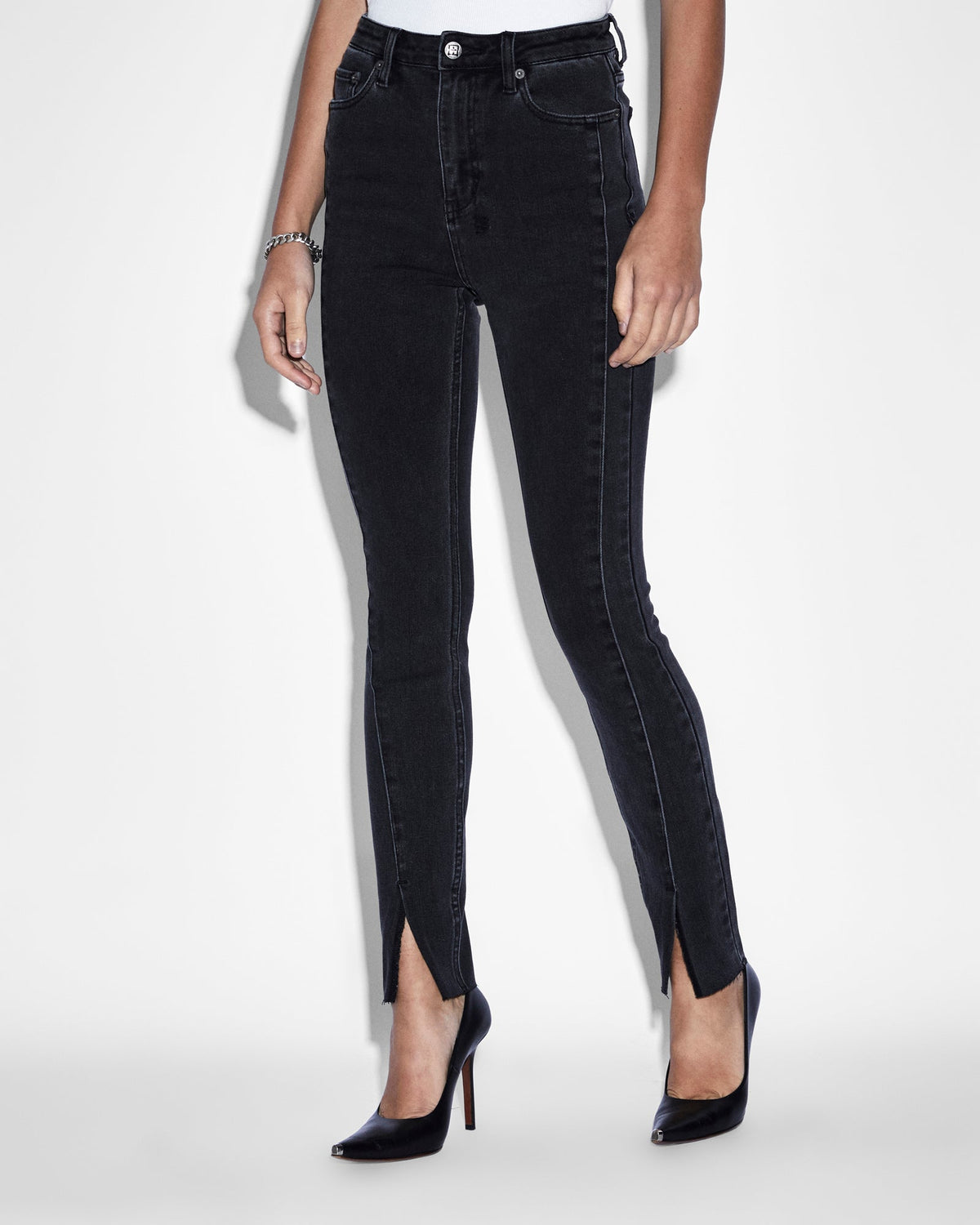 WOMENS HI N WASTED XTRA ONYX PANEL DENIM JEANS