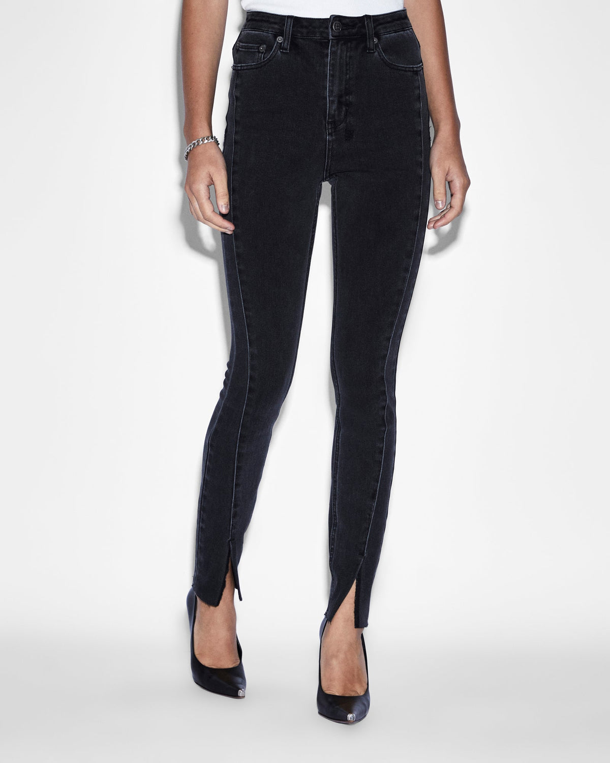 WOMENS HI N WASTED XTRA ONYX PANEL DENIM JEANS